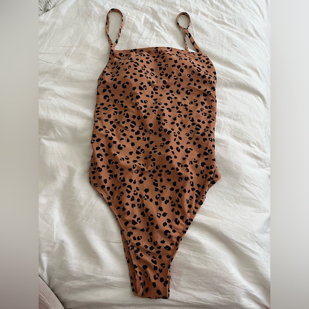 Xhilaration Lace-Up Back Cheetah Print One-Piece Bikini